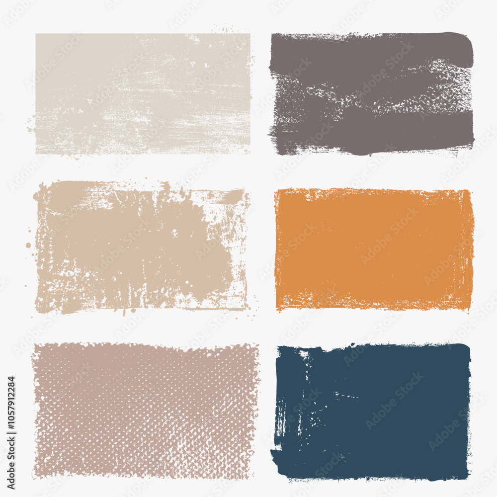 Poster grunge pastel square vector backgrounds. set of colored painted squares or rectangular shapes. reali
