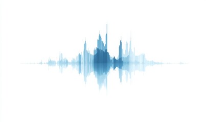 Fototapeta premium Simple blue and white graph of audio waveforms, visually representing the spectrum of music with sharp spikes reflecting analog tones.