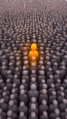 Obraz premium Group of people with one person standing out in the middle