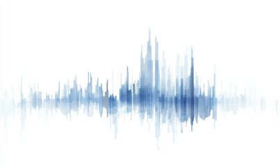 Simple blue and white graph of audio waveforms, visually representing the spectrum of music with sharp spikes reflecting analog tones.