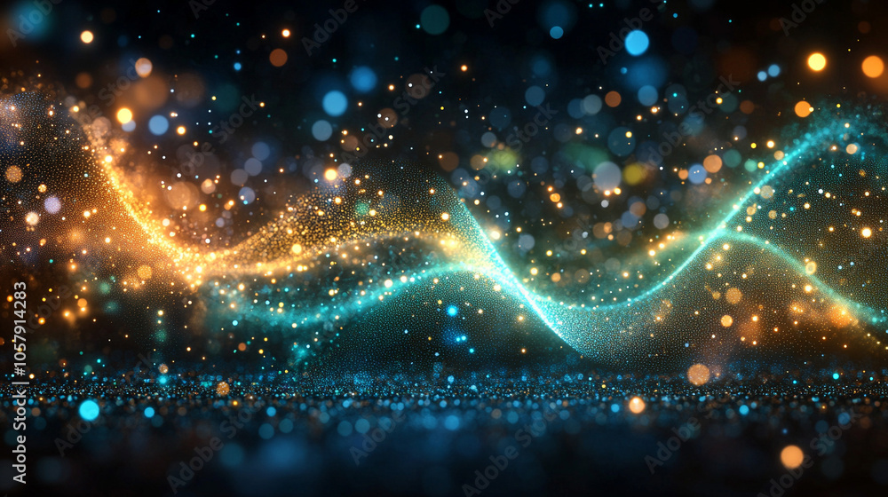 Poster abstract digital network background featuring intricate geometric patterns in vibrant colors. this d