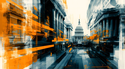 Abstract Cityscape with Capitol Reflection
