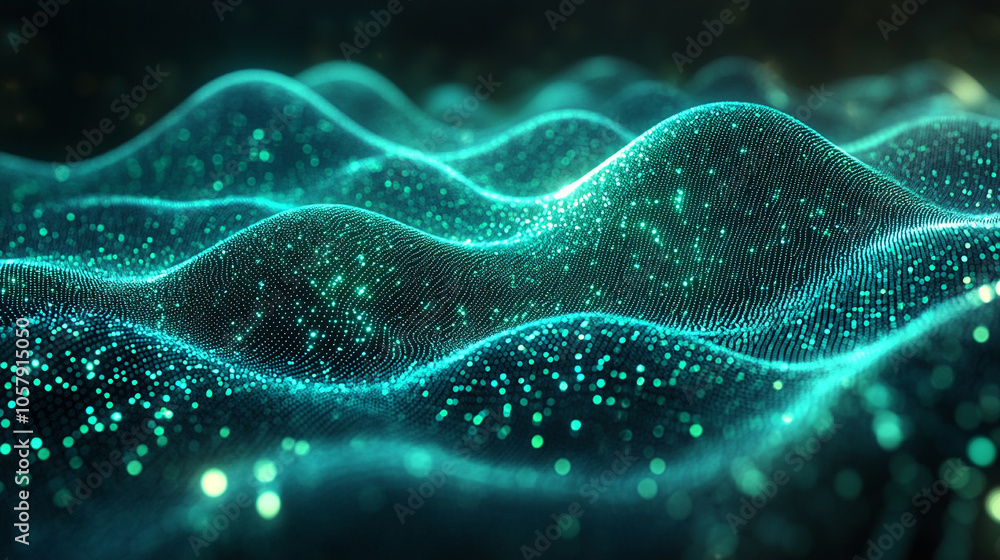 Poster abstract digital network background featuring intricate geometric patterns in vibrant colors. this d