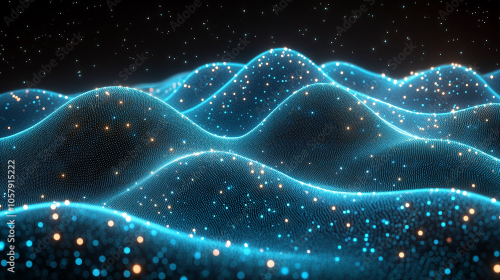 Poster abstract digital network background featuring intricate geometric patterns in vibrant colors. this d