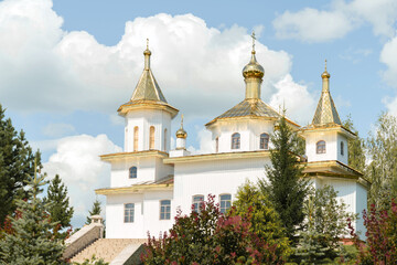 Ornate Uspensky Svyato-Georgievsky 'Holy Bushes' male monastery, a spiritual oasis within Ufa diocese inviting visitors to experience the grandeur of Russian Orthodoxy.