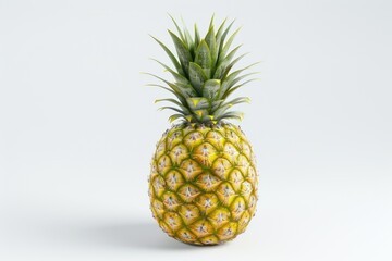 Single whole pineapple isolated on white background with clipping path.