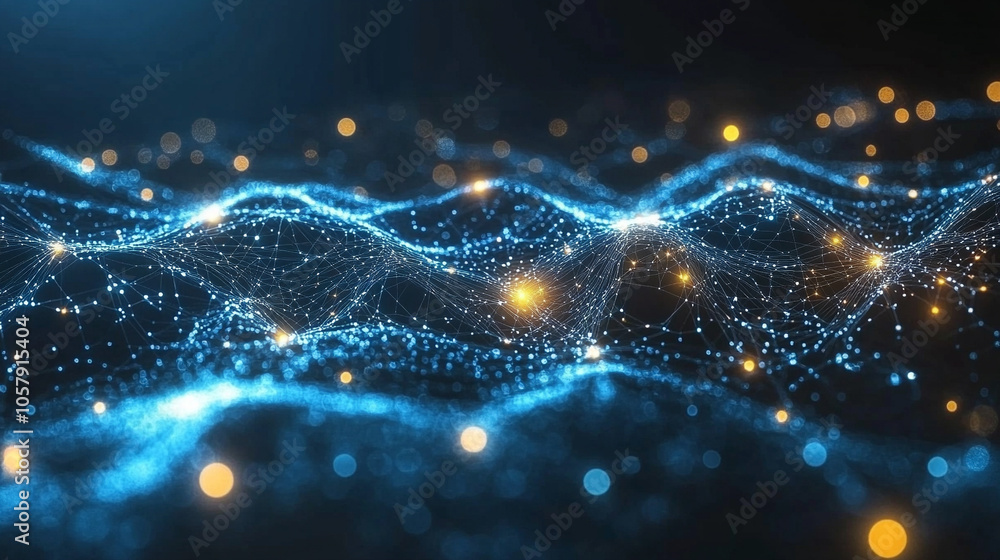 Poster abstract digital network background featuring intricate geometric patterns in vibrant colors. this d