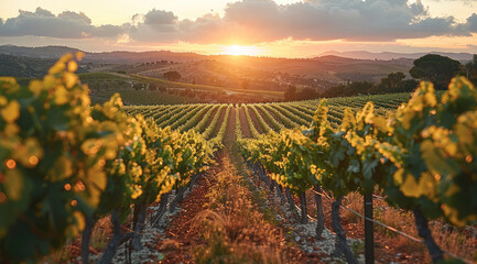 Fototapeta premium Beautiful vineyard. Travel, Landscape of vineyards in the wine country.