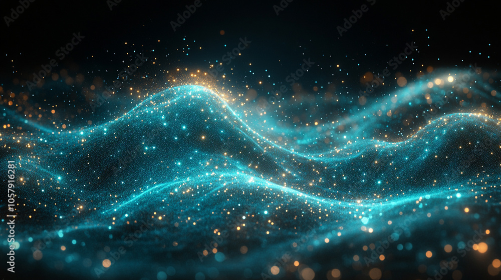 Poster abstract digital network background featuring intricate geometric patterns in vibrant colors. this d