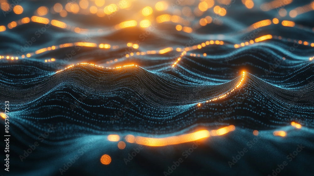 Poster abstract digital network background featuring intricate geometric patterns in vibrant colors. this d