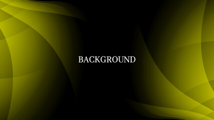 Black abstract background with yellow overlay texture and gradient shades, folds shape