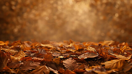 A carpet of fallen leaves in the autumn forest.