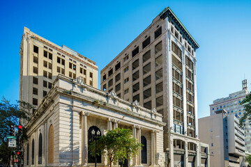 Shells of historic buildings Downtown Jacksonville vacant for rebuild or demolition