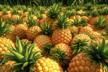 A lot of pineapple fruit background