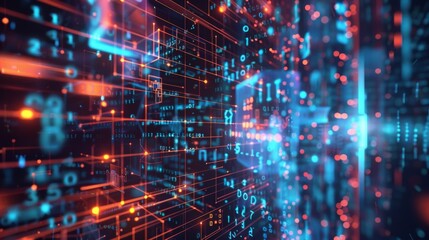 Obraz premium Futuristic data visualization with blue and orange accents