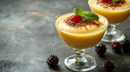 Zabaglione. The most popular Italian dishes. Light, frothy dessert served in cups, often with a golden color. Composition: Egg yolks, sugar, sweet wine (like Marsala), whisked until frothy.