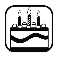 a black and white icon of a birthday cake