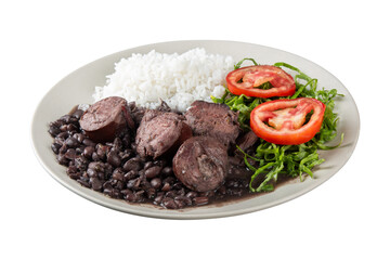 Dish with traditional Brazilian Feijoada on a transparent background