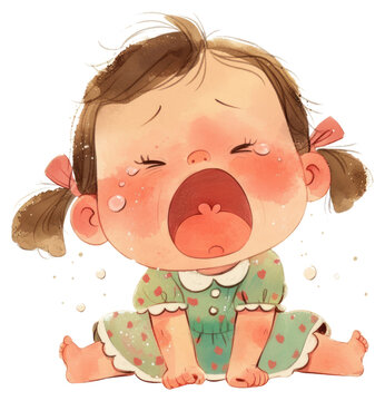 recommend clip art: PNG A cute baby girl crying illustration child art.
