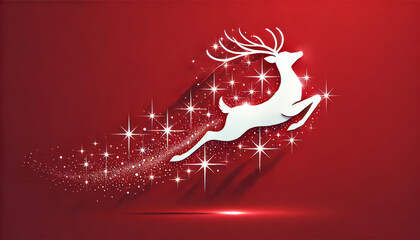 Obraz premium festive reindeer silhouette with sparkling trail