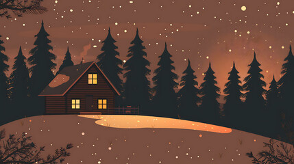 Naklejka premium A cozy cabin in the woods. The perfect place to relax and escape the hustle and bustle of everyday life.