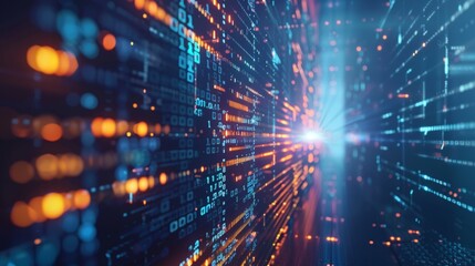 Fototapeta premium Abstract data flow with bright coding lines