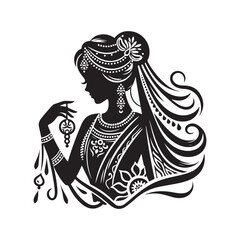 Elegant Wedding Woman Silhouette Vector Illustrations for Traditional Designs