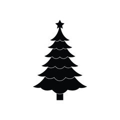 Black  Christmas Tree Silhouette Vector 