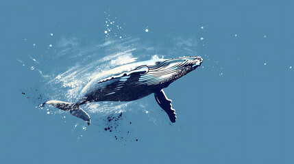 Fototapeta premium Blue whaleðŸ‹. The largest animal on Earth. It can grow up to 100 feet long and weigh up to 200 tons.