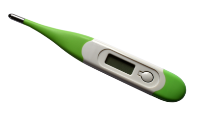 Green digital thermometer isolated on the transparent background