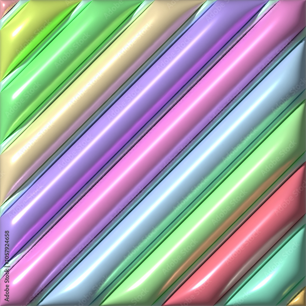 Aufkleber multicolored inflated stripes with shiny smooth surface, 3d rendering illustration