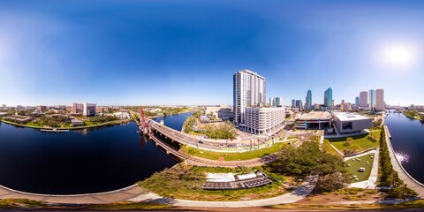 Visit destination Tampa 2024, aerial 360 drone photo