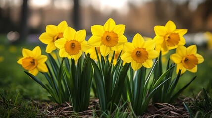 Fototapeta premium Cherry blossoms bloom along waterfront walkway at sunset in vibrant city