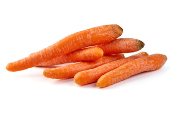 Fresh unpeeled organic carrot, isolated on white background.