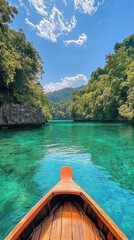 Stunning view of turquoise waters between rocky cliffs in a tropical paradise during daytime