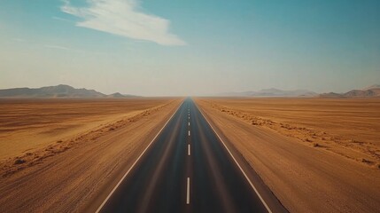 Fototapeta premium Endless Desert Road: A Journey Through the Expansive Wilderness