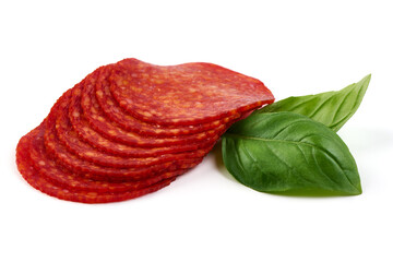Chorizo sausage, isolated on white background. High resolution image.