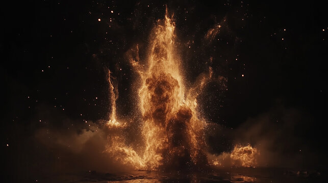 Flames burning on black background in slow motion