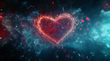 Particle Glitter Glow Heart Background Loop. Particle glow seamless loop background.