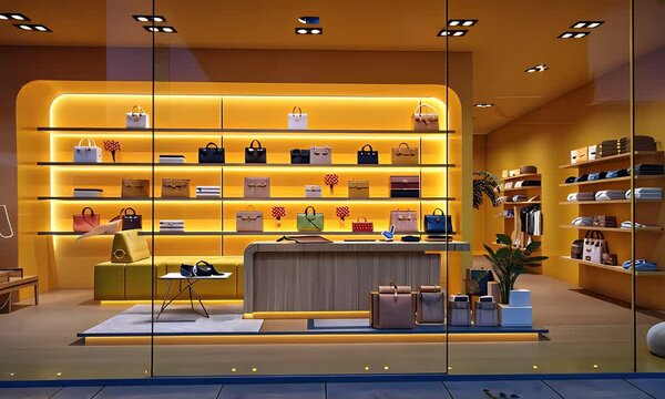 Modern Boutique with Yellow Lighting