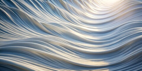 Elegant White Wave Abstract Macro View of Curved Lines in Cool Tones, Fluid Motion Concept for Modern Design Projects and Artworks