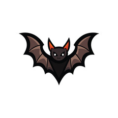 Black  silhouette Halloween bat color icon vector illustration on white background.	