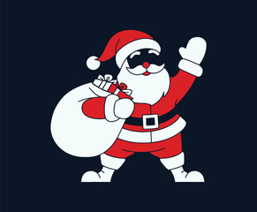 Happy Santa Claus Silhouette EPS Vector Template Illustration