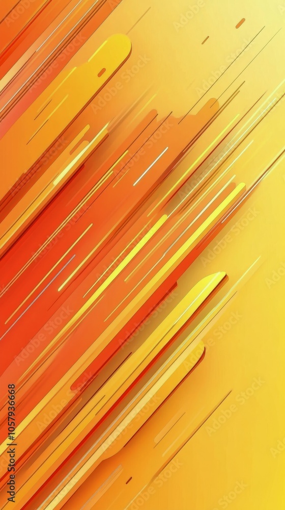 Poster abstract design featuring dynamic orange and yellow lines in a vibrant composition