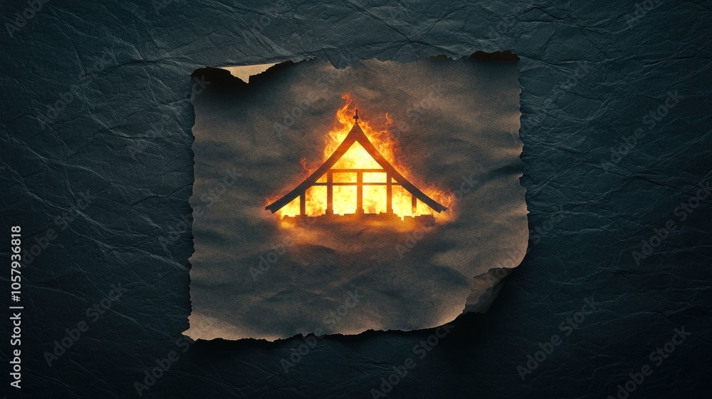 Poster a high-resolution professional image of kyo hq featuring an artistic representation of a burning str
