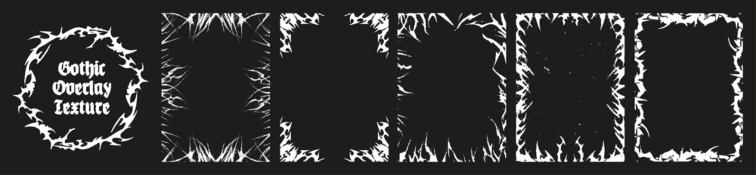 Cyber Sigilism Overlay Texture Set. Neo-tribal posters in halftone style. Overlay texture, vector stamps neo tribal for album cover, cd, vinyl, posters. Gothic pattern, cyber sigilism. Graphic set