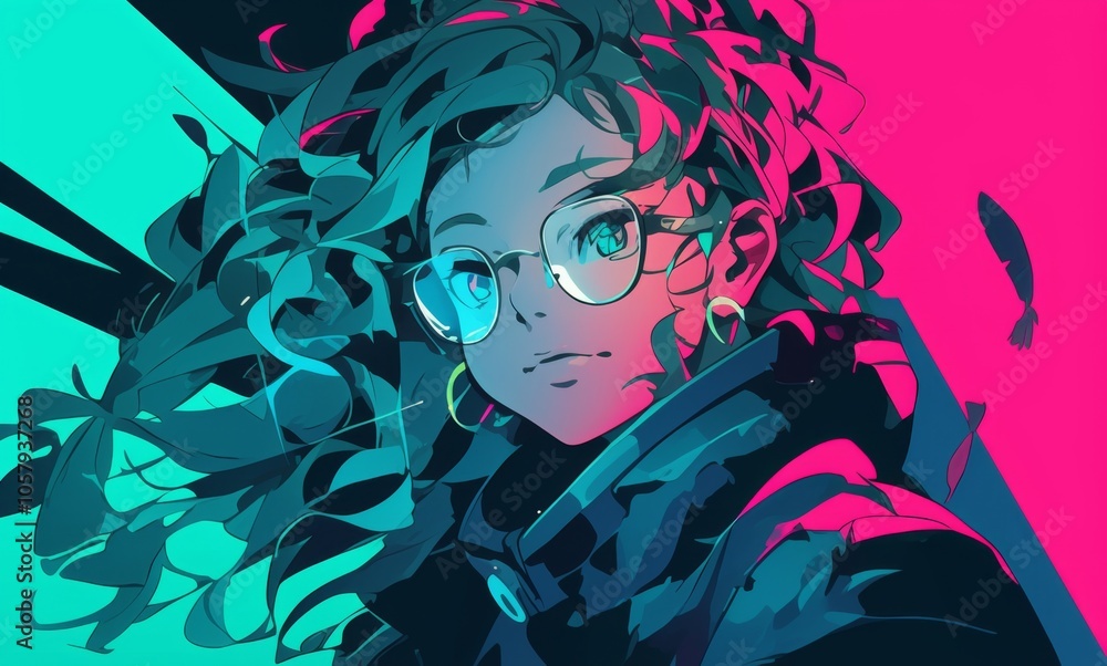 Poster an image with, featuring one person headshot the background is black, . only one character one the s