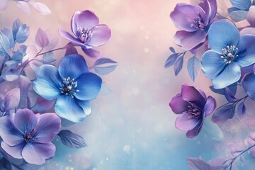 Colorful flowers in shades of blue and purple arranged beautifully in a garden setting