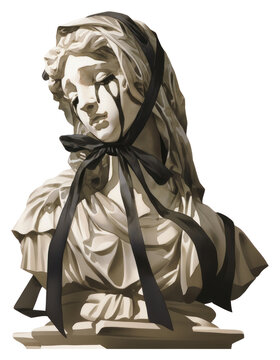 recommend clip art: PNG Coquette black Veiled maiden statue crying black tears art illustration sculpture.