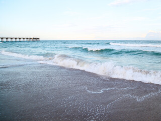 Blue Waves Crashing and Pier Beach Wilmington North Carolina